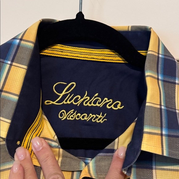 luchiano Visconti colorful plaid button down collared shirt Mens M Cotton Preppy - Picture 6 of 11